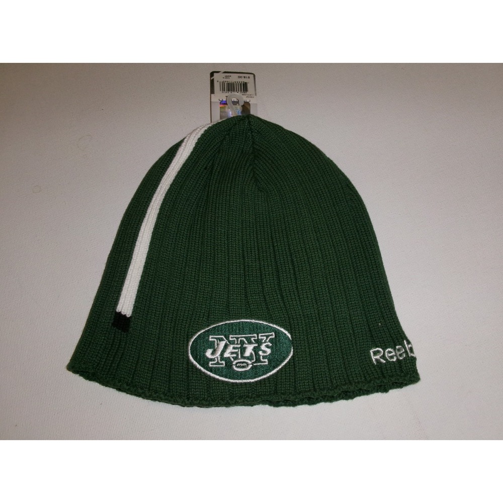 2008 NEW YORK JETS RBK  KNIT BEANIE TOBOGGAN Y2K 00s HAT CAP VINTAGE D-STOCK BK